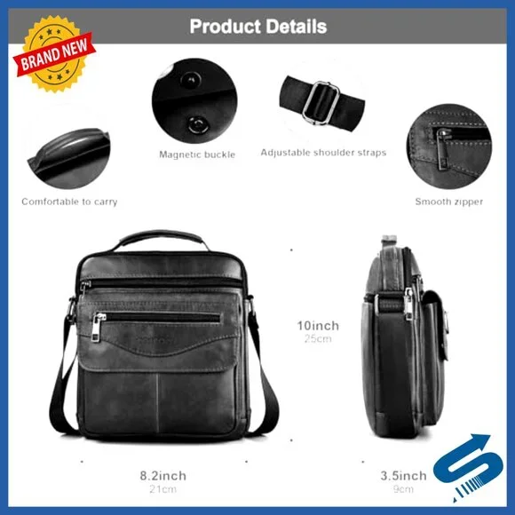Leather Crossbody Messenger Bag Travel Satchel Shoulder Bag Men's Organizer